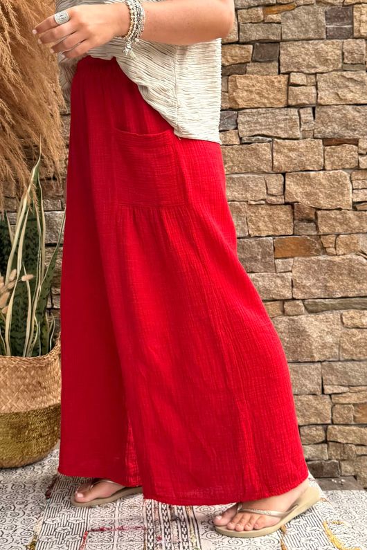 Pure Cotton Santos Quinn Culotte Pant Salsa